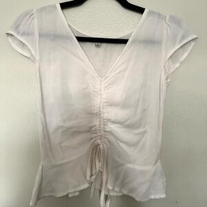 Women's White Ruched Top